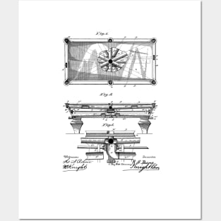 Pool Table Vintage Patent Drawing Posters and Art